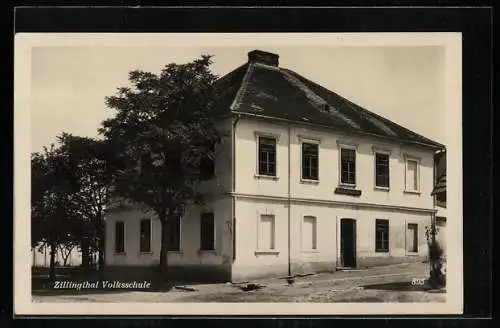 AK Zillingtal, Volksschule mit Strassenpartie