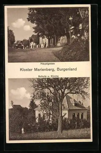 AK Mannersdorf an der Rabnitz, Kloster Marienberg, Hauptgasse, Schule und Kirche