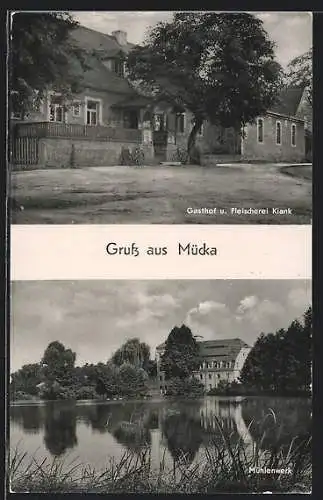 AK Mücka, Gasthof Kiank, Partie am Mühlenwerk
