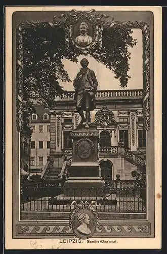 AK Leipzig, Partie am Goethe-Denkmal