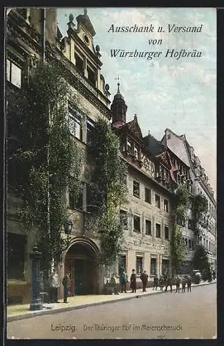 AK Leipzig, Hotel Thüringer Hof im Maienschmuck