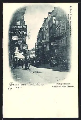 AK Leipzig, Petersstrasse während der Messe