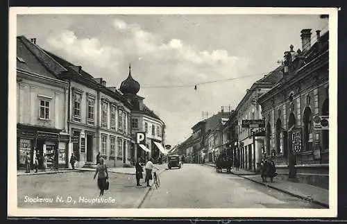 AK Stockerau, Hauptstrasse m. Cafe & Bar Dienst