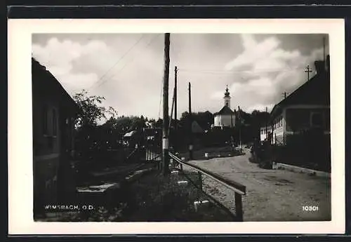 AK Wimsbach /O.-D., Strassenpartie mit Kirche