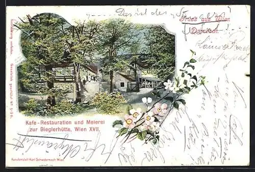 Lithographie Wien-Dornbach, Cafe-Restaurant und Meierei zur Bieglerhütte