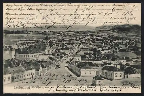 Künstler-AK Leobersdorf, Strassenpartie mit Kirche