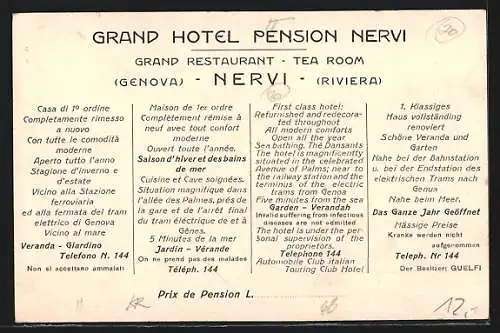 AK Nervi /Genova, Grand Hotel Pension Nervi