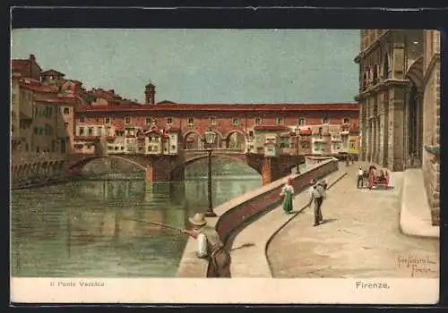 Künstler-AK Firenze, Il Ponte Vecchio