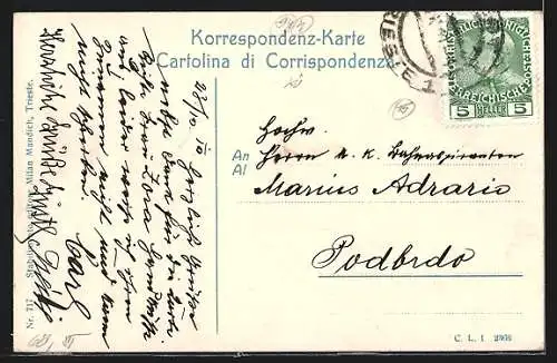 AK Trieste, Statthalterei mit Gartenanlage