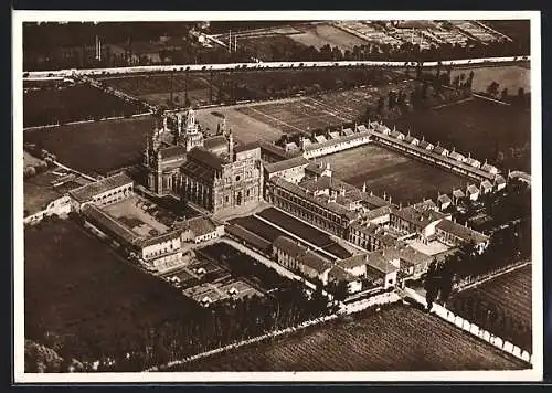 AK Pavia, Certosa di Pavia, Ansicht vom Flugzeug aus