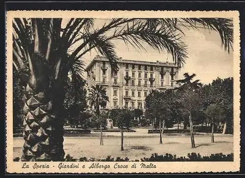 AK La Spezia, Giardini e Albergo Croce die Malta, Hotel