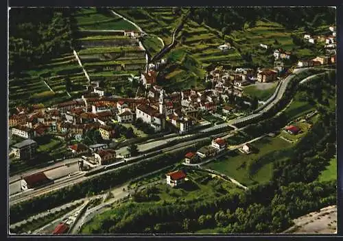 AK Longarone, Piave Tal, Ortsansicht vom Flugzeug aus
