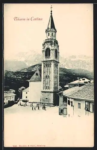 AK Cortina d`Ampezzo, Kirche im Ortsbild