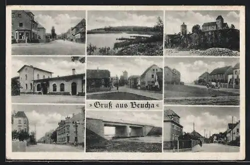 AK Beucha / Wurzen, Brücke, Schloss, Strassenpartie