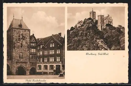 AK Eisenach, Hotel Reichskanzler, Wartburg Süd-West