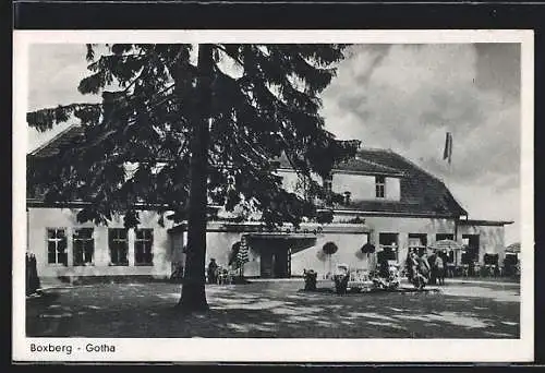 AK Gotha, Rennbahn-Gaststätte Boxberg F. Schulte