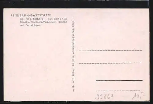 AK Gotha, Rennbahn-Gaststätte Boxberg F. Schulte