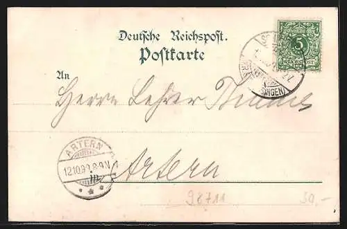 Lithographie Vesser, Gasthof Stutenhaus, Thurm auf dem Adlersberg
