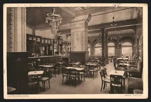 AK Nordhausen, Café Dietze, Innenansicht, Bes. otto Becker