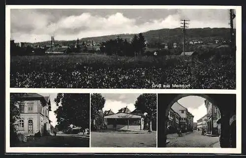 AK Markdorf, Gewerbe Willi Rahner, Strassenpartie, Bahnhof