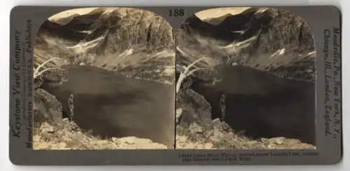 Stereo-Fotografie Keystone View Company, Meadville, Ansicht Lake Ellen Wilson / Montana, Glacier National Park