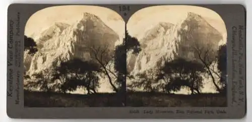 Stereo-Fotografie Keystone View Company, Meadville, Ansicht Zion National Park / Utah, Lady Mountain