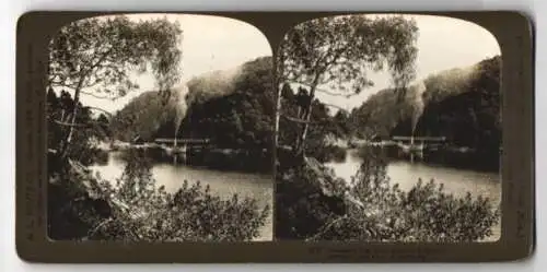 Stereo-Fotografie H.C. White Co., Chicago, Ansicht Trossachs Pier / Scotland, Loch Katerine