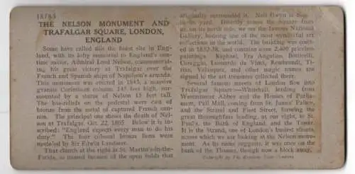 Stereo-Fotografie Keystone View Company, Meadville, Ansicht London, Trafalgar Square & Nelson Column