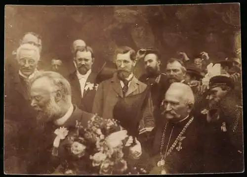 Fotografie Erdmann Bauer, Hof, König Ludwig III. von Bayern nebst Prinz & Bürgermeister