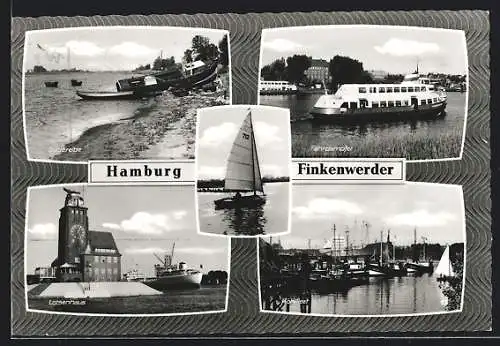 AK Hamburg-Finkenwerder, Süderelbe, Fährdampfer, Lotsenhaus, Köhlfleet