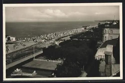 AK Zinnowitz, Ostseebad, Strand von oben