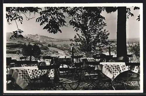 AK Ulm / Donau, Garten des Gasthaus Bad Obertalfingen