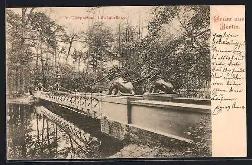 AK Berlin-Tiergarten, Löwenbrücke im Tiergarten