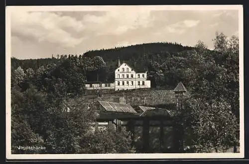 AK Zschopau, Gasthaus Jagdschenke aus der Ferne