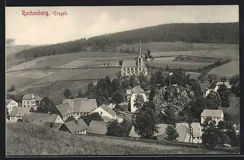 AK Rechenberg /Erzgeb., Teilansicht mit Kirche