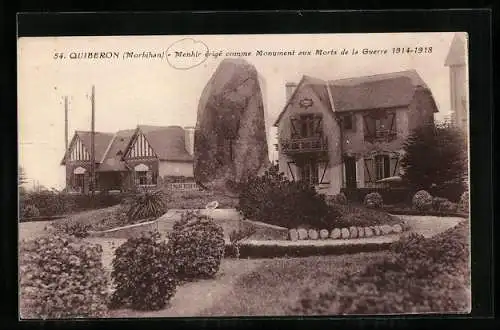 AK Quiberon, Menhir érigé comme Monument axu Morts de la Guerre 1914 - 1918