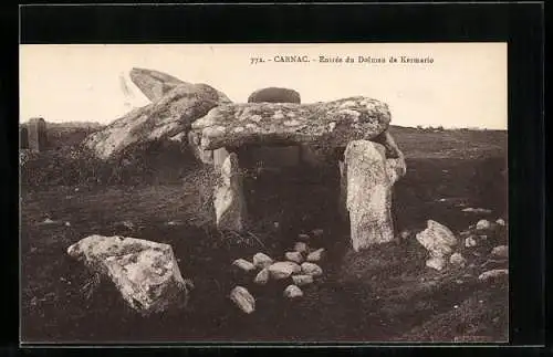 AK Carnac, Entrée du Dolmen de Kermario, Ausgrabung