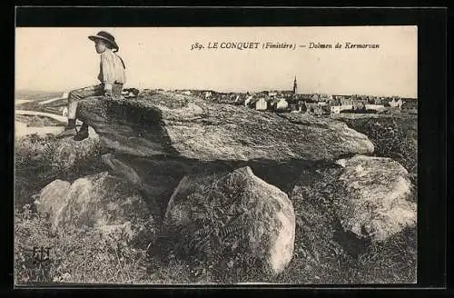 AK Le Conquet, Dolmen de Kermorvan, Ausgrabung
