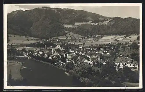 AK Frohnleiten, Die Ortschaft am Fluss aus der Vogelschau