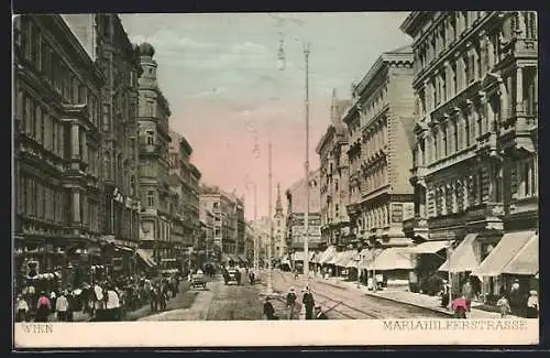 AK Wien, Mariahilferstrasse mit Besuchern