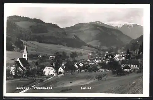 AK Übelbach /Steiermark, Ortsansicht gegen die Berglandschaft