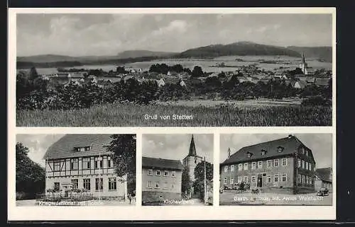 AK Stetten / Sondheim, Gasthof zur Linde, Kriegerdenkmal mit Schule