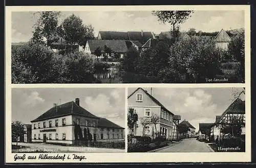 AK Hilkersdorf i. Itzgr., Gasthaus und Brauerei von Bernhard Bock, Blick in die Hauptstrasse