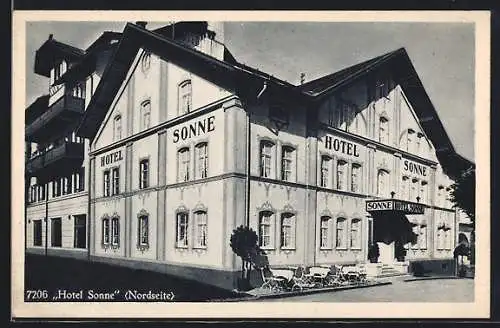 AK Oberstdorf, Aussenansicht Hotel Sonne, Nordseite, Besitzer H. Popp