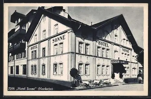 AK Oberstdorf, Aussenansicht Hotel Sonne, Nordseite, Besitzer H. Popp