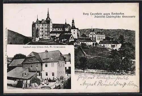 AK Lauenstein / Ofr., Gasthof zum Löwen, Burg Lauenstein, Fränkisch-Thüringische Grenzwarte