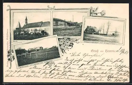 AK Hemme / Holstein, Gasthaus Kirchspielskrug, Gasthof zur Eisenbahn, Bahnhof