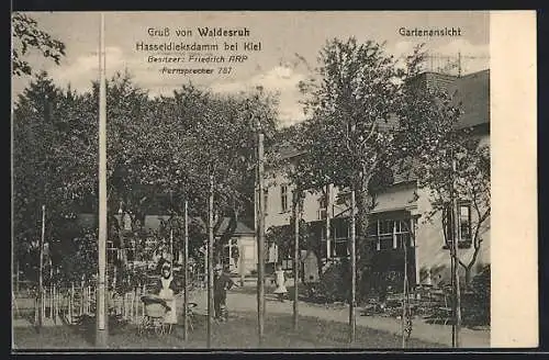 AK Hasseldiecksdamm b. Kiel, Gasthaus Waldesruh, Bes. Friedrich Arp