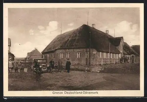 AK Aventoft, Gasthaus Deutscher Grenzkrug A. Brodersen, Grenze Deutschland-Dänemark