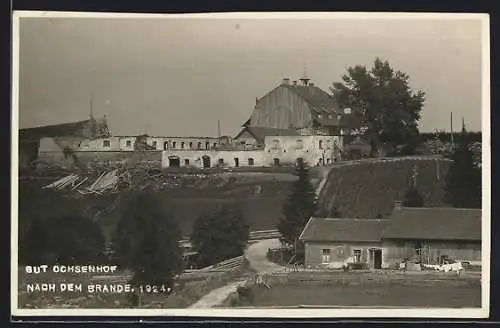 AK Kempten / Allgäu, Gut Ochsenhof nach dem Brande, mit Strasse